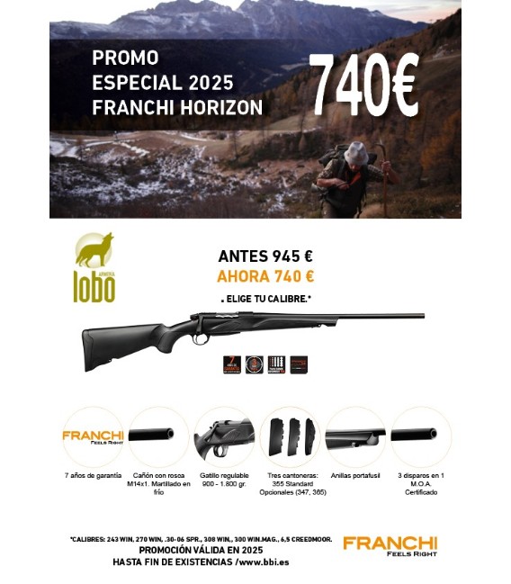 OFERTA!!! FRANCHI HORIZON BLACK SYNTHETIC CARGADOR EXTRAIBLE CAL/243 WIN, 270 WIN, 30-06, 308 WIN, 300 WIN MAG, 6,5 CREED 