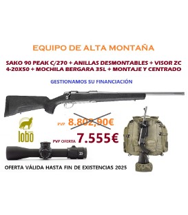 PACK SAKO 90 PEAK C/270+ANILLAS DESMONT.+VISOR ZC4-20X50+MOCHILA BERGARA+MONTAJE Y CENTRADO