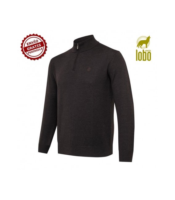 JERSEY BERETTA MERINO CON MEDIA CREMALLERA MARRON