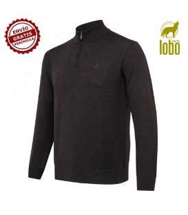 JERSEY BERETTA MERINO CON MEDIA CREMALLERA MARRON