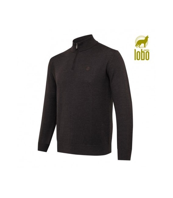 JERSEY BERETTA MERINO CON MEDIA CREMALLERA MARRON